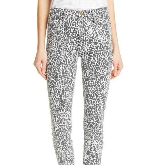 Frame Le High Skinny ankle jeans animal gray white leopard cheetah new 26 - Picture 2 of 5